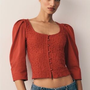 NWT Anthropologie Smocked Cardigan Top